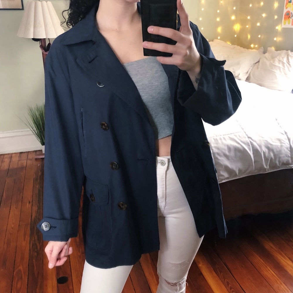 Talbots Navy Lightweight Trench Jacket